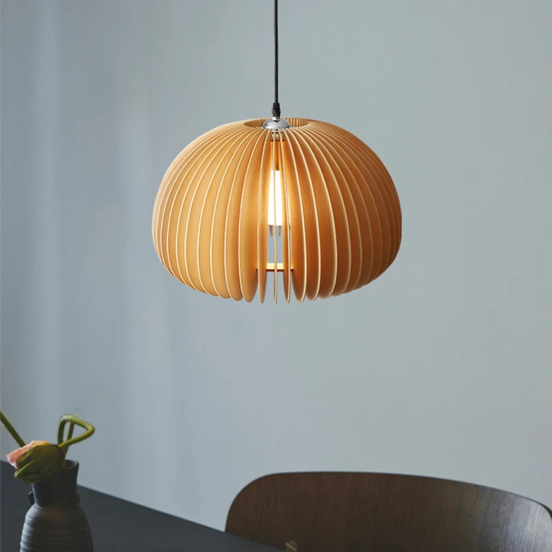 Винтажная ресторанная люстра японского стиля ретро для спальни, деревянная лампа искусства, творческое жилье, учебная среда, средневековая древняя тыква.