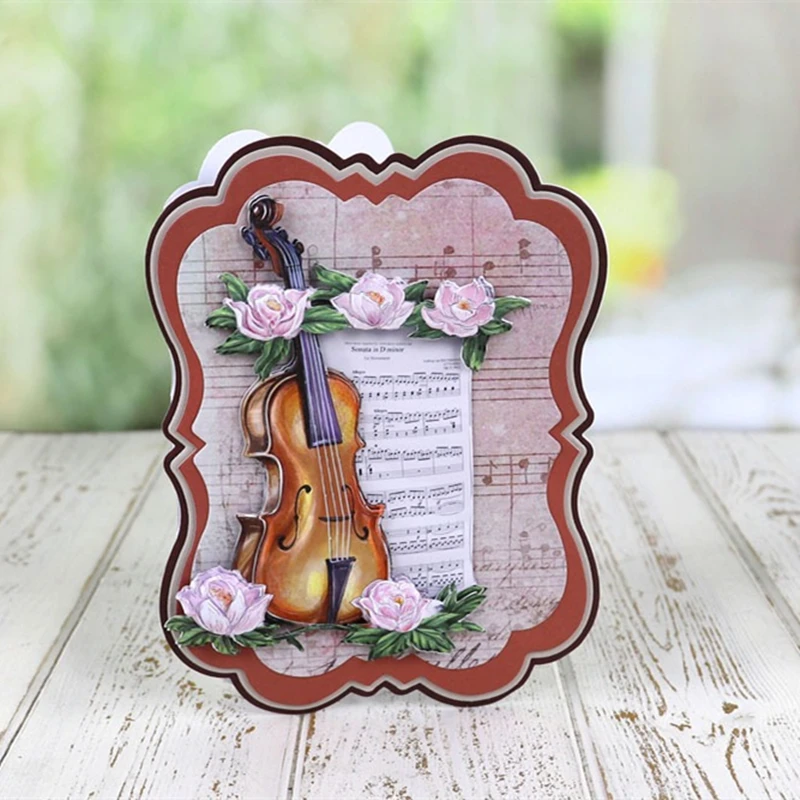

Music Equipment Cello Decoration Metal Cutting Die Stamps Scrapbooking DIY Decoration Craft Embossing Stenci