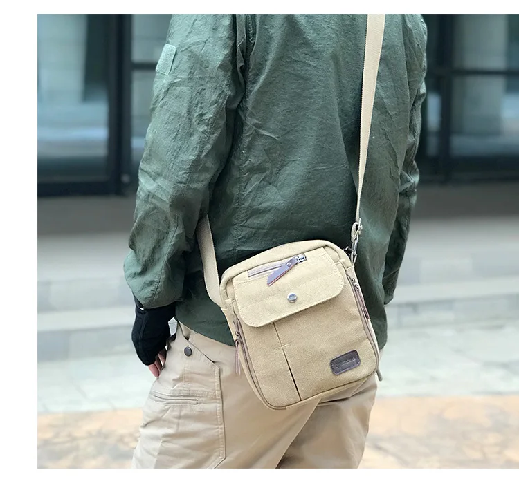 Messenger Bags Soft Canvas Zipper Open Men's Bag Casual Travel School Shoulder Crossbody Pack High Quality Lightweight Handbags