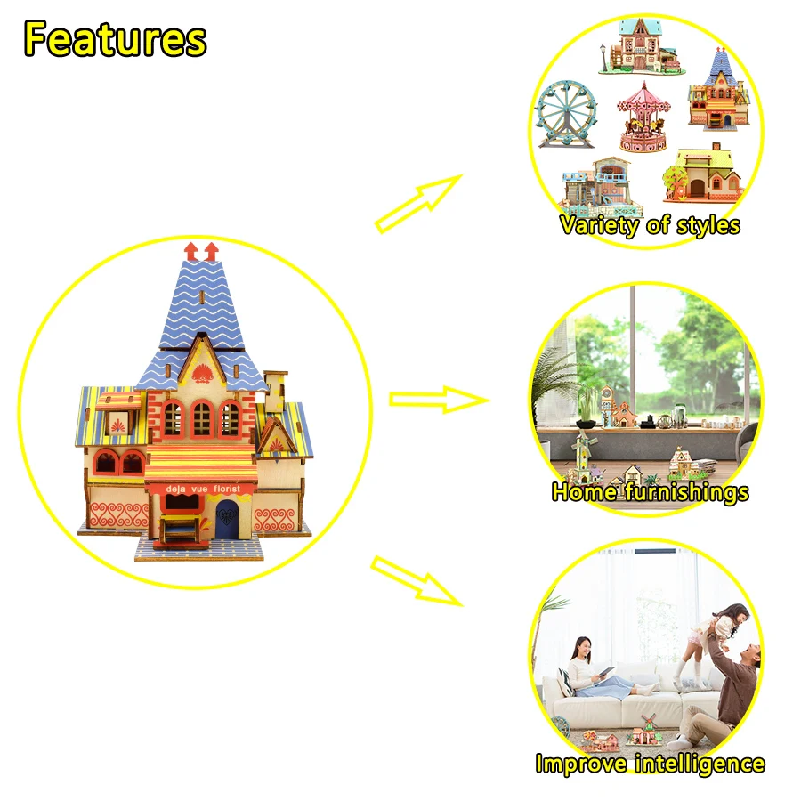 Деревянный 3D-пазл для детей игрушка сделай сам в стиле архитектуры сборка