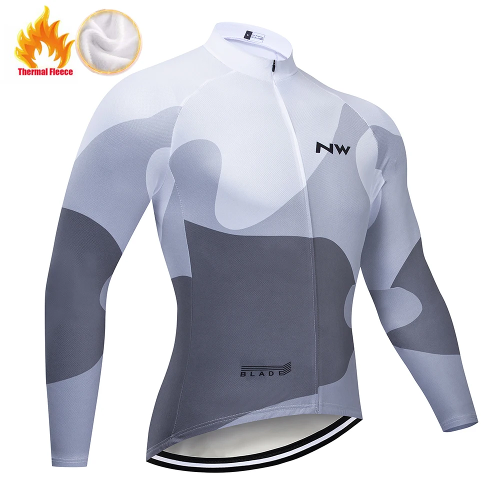 Fleece jersey NW зимний комплект для велоспорта Pro термальный флис MTB велосипедная одежда Ropa Ciclismo Invierno Мужской комплект велосипедного трикотажа - Цвет: Fleece jersey