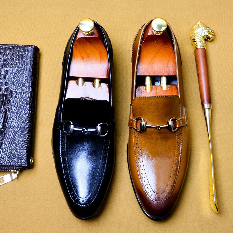 Кожаные мужские модельные туфли коричневые повседневные деловые Лидер продаж