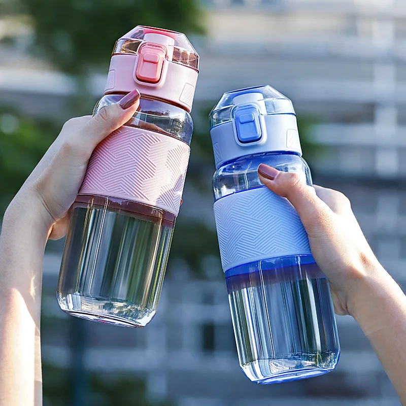 

650ML Water Bottle with Bounce Cover Outdoor Sports Fitness PC Material Leakproof Cup Time Scale Reminder Water Jug