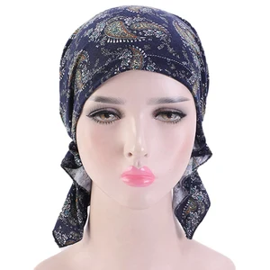Pirate Headwraps Elastic Sleeping Hat Bonnet Ladies Hijabs Fashion Floral Headscarf Women Muslim Stretch Turban Hat