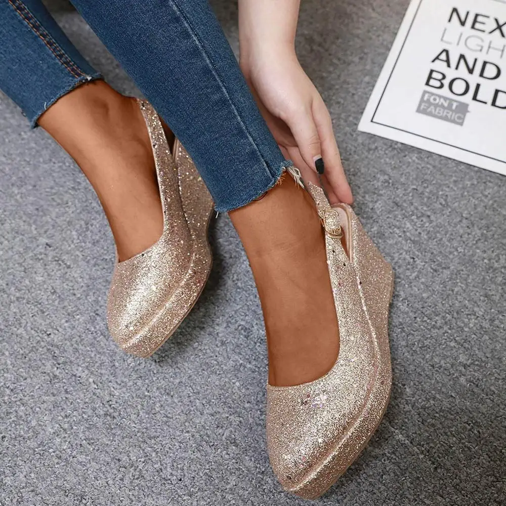 

BEYARNEWomen's Sandals Sequins Summer Ladies Rome Shoes Bling Crystal Flat Heels Sandals Beach Casual Shoes Sandalias