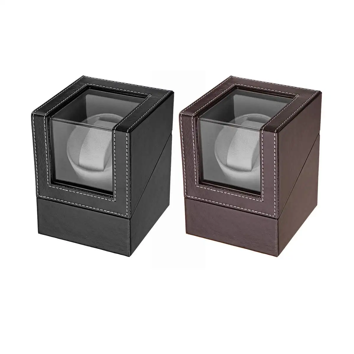 

US Plug Watch Box Automatic Rotation Watch Winder Display Case Professional Holder Storage Organizer With Mute Motor PU+Velvet