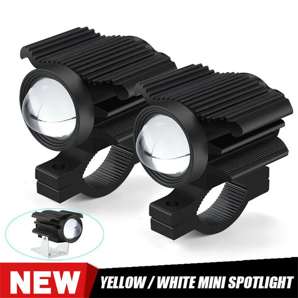 

2pcs Tri-Color Projector LED Motorcycle Headlight Bi Lens Moto Bike Mini Driving Spot Fog Lamp DRL SUV Truck Car Light