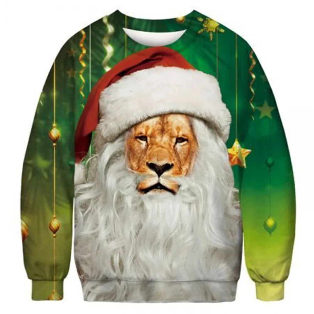 

3D Printing Dog Ugly Christmas Sweater Unisex Men's Ladies Holiday Santa Claus Funny Novelty Christmas Crew Neck Sweater