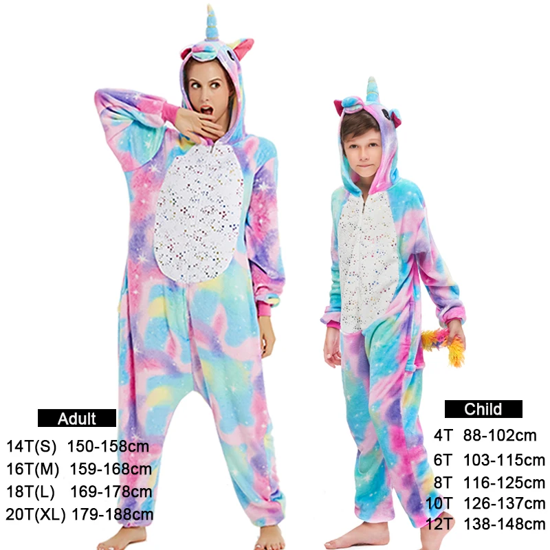 Printed unicorn Кигуруми, комбинезон с котом для детей, пижамы зимняя одежда для сна с единорогом детские пижамы для мальчиков и девочек, комбинезон для косплея с вышивкой панды - Цвет: Printed unicorn