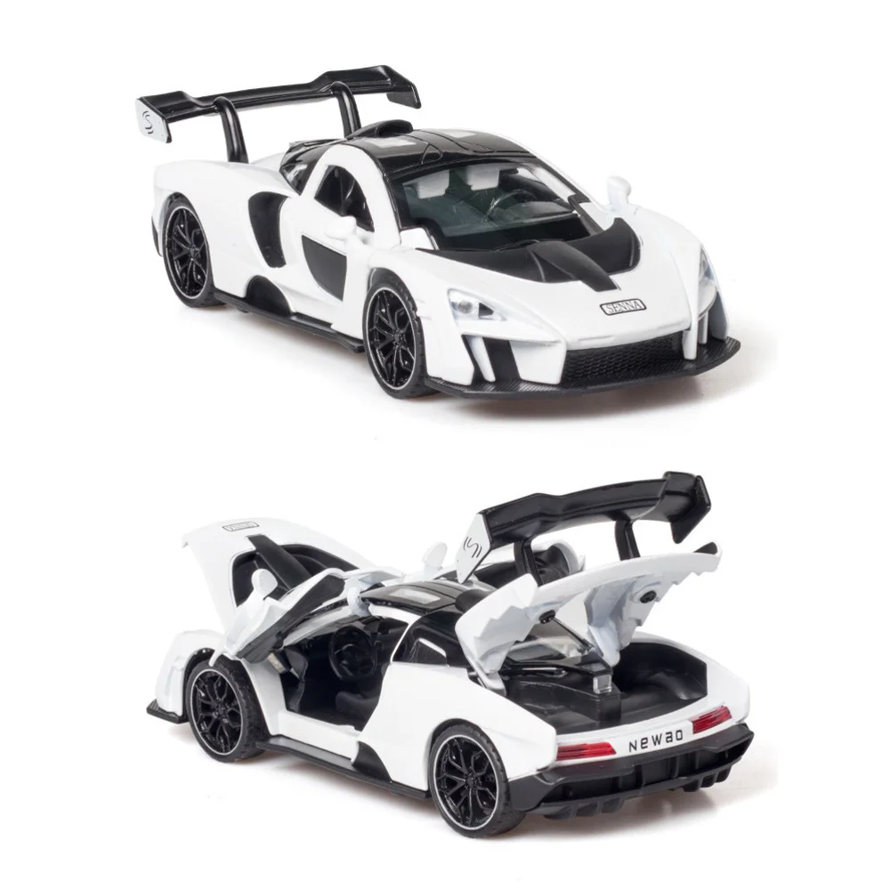 132 diecast alloy mclaren senna sports car model toy simulation vehicles with sound light pull back supercar toys for children free global shipping
