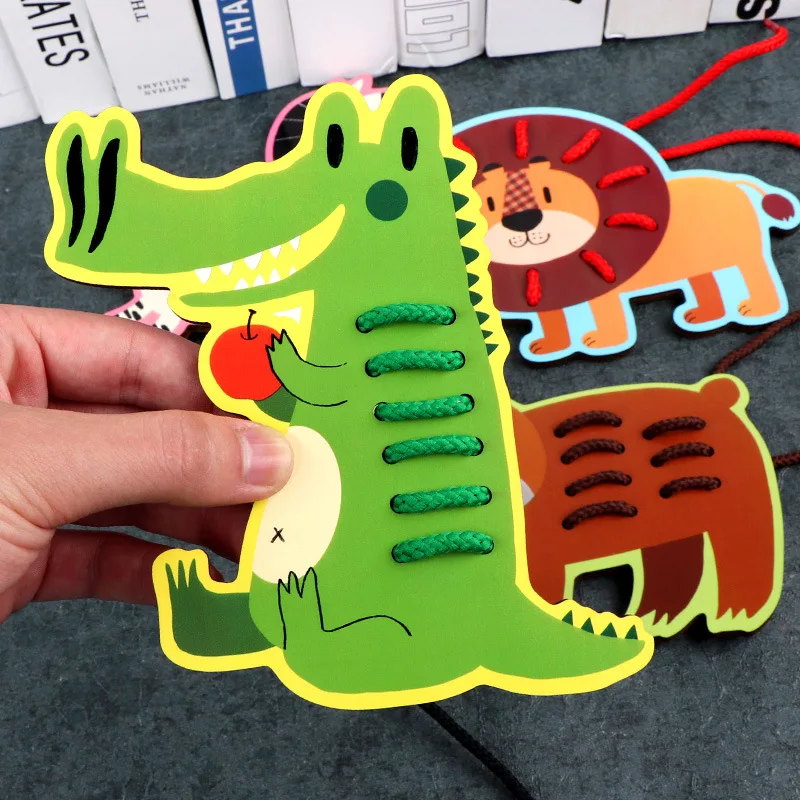 Бусины Монтессори с изображением животных фруктов нанизанные бусины игра