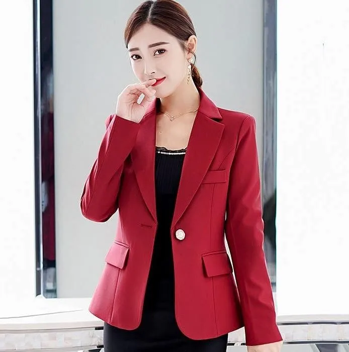 

Solid Office Jackets Women Fashion Elegant OL Lady Blazers Coats Women Business Single Button Jackets Female Ladies Formal Wear