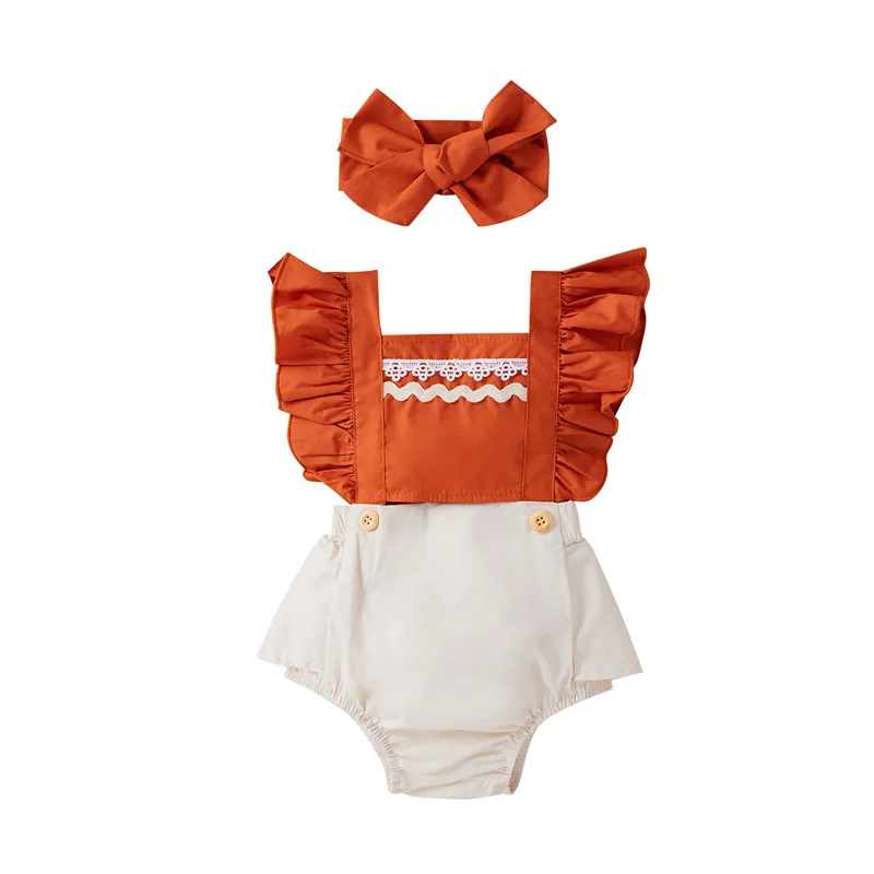 

2021 Summer Newborn Infant Baby Girl Patchwork Ruffle Romper Jumpsuit Sunsuit Outfit Clothes 0-18M