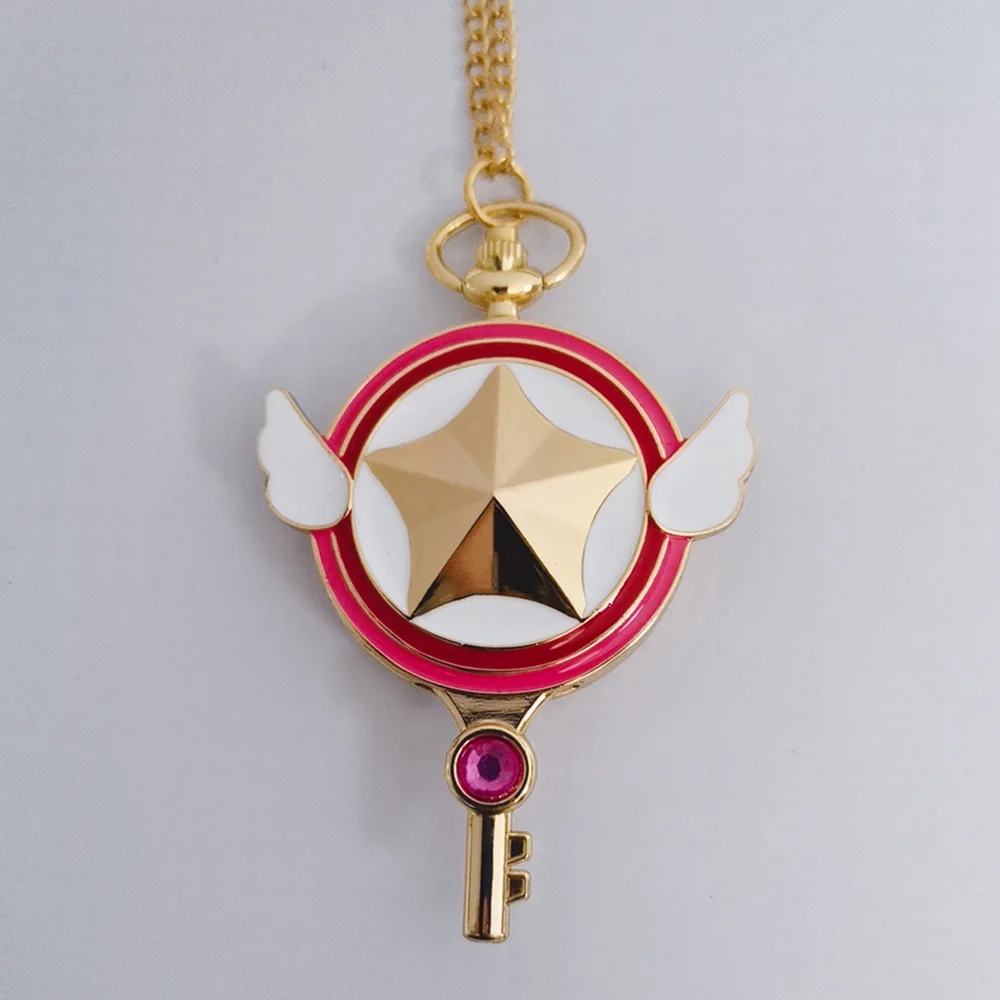 F Аниме Cardcaptor Card Captor Sakura карманные часы ожерелье Звезда драгоценный камень кулон ювелирные изделия цепь часы для женщин девочек Рождественский подарок - Цвет: F