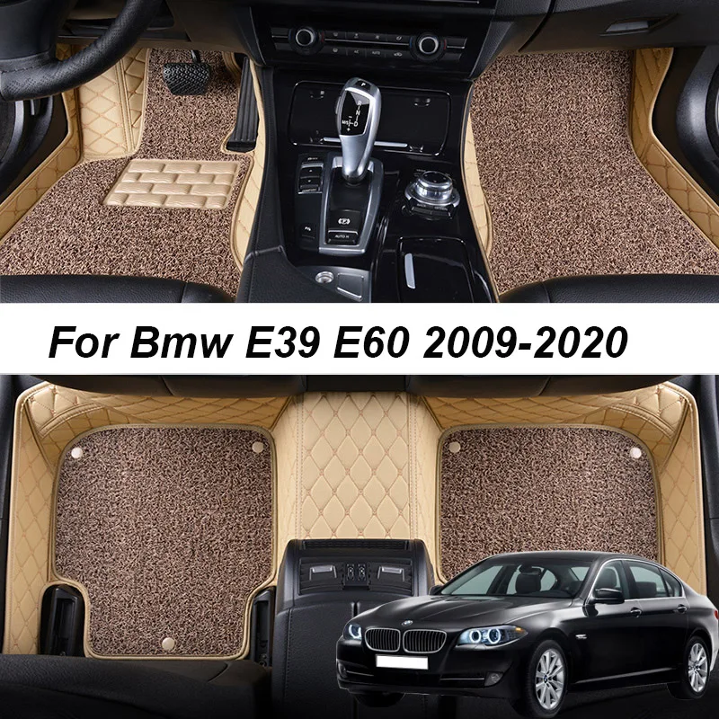 

Double layer Leather 3D interior Parts Customized Car Floor Mats For Bmw E39 E60 G30 2011 2012 Carpets Rugs Pads Accessories