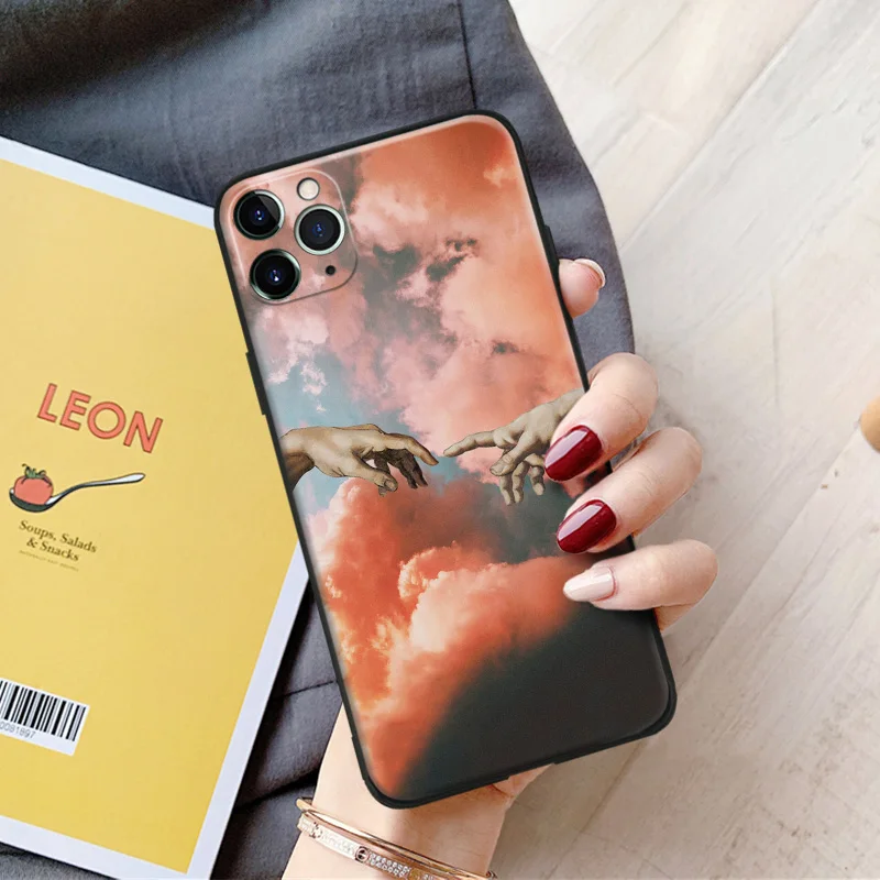 the creation of adams hand aesthetic for iphone se 6 6s 7 8 plus x xr xs 11 pro max soft silicone phone case cover shell free global shipping