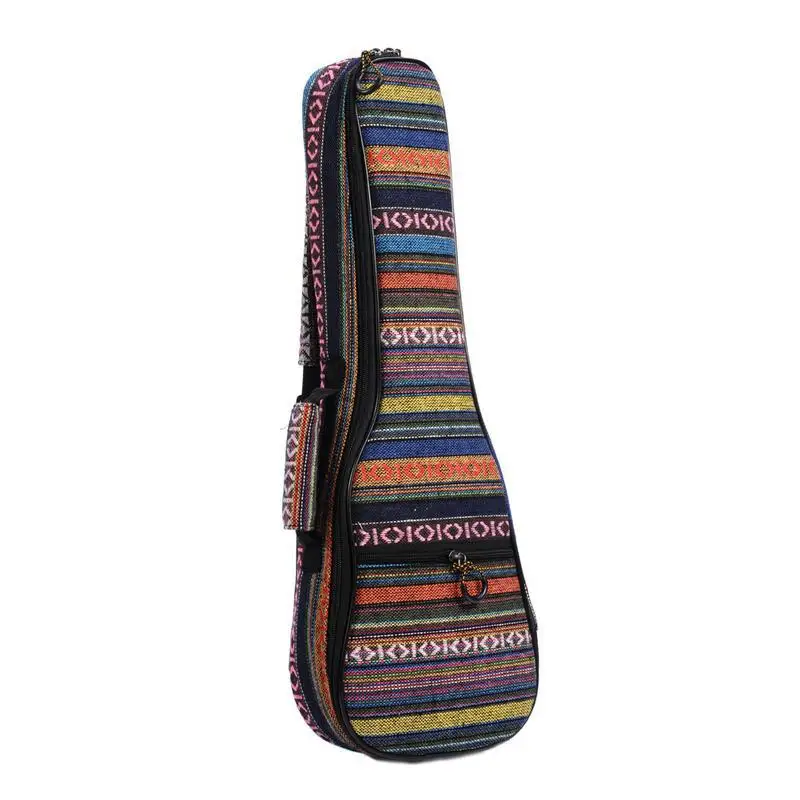 

21/23/26 Ethnic Knitting Style Ukulele Bag Backpack Double Shoulder Strap Cotton Padded Ukelele Carrying Case