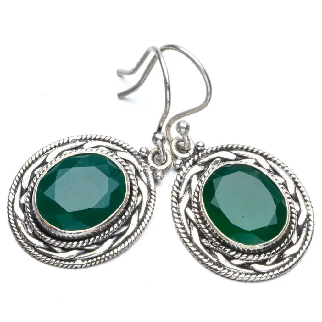 Натуральный Chrysoprase в стиле бохо 925 пробы 1 1/2 дюйма R1639 | Украшения и аксессуары