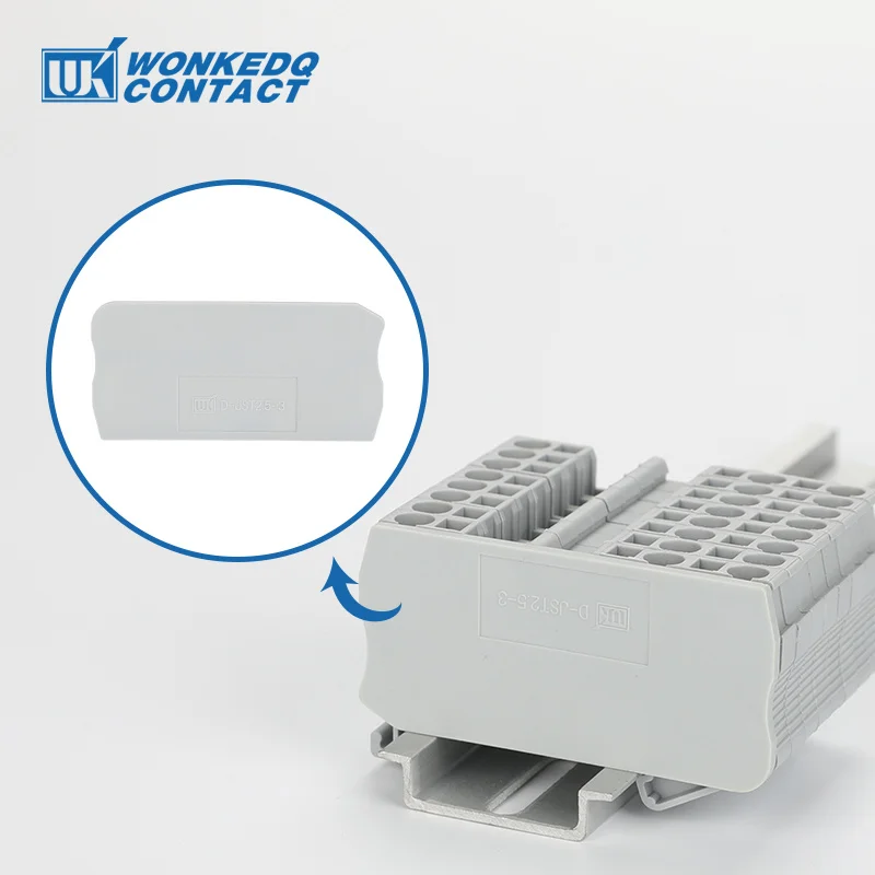 

100Pcs D-ST-2.5-TW End Cover For PT2.5/ST2.5-TW 3 Wire Connector ST 2.5 PT 2.5 Twin Din Rail Terminal Block D-ST 2.5-TWIN Plate