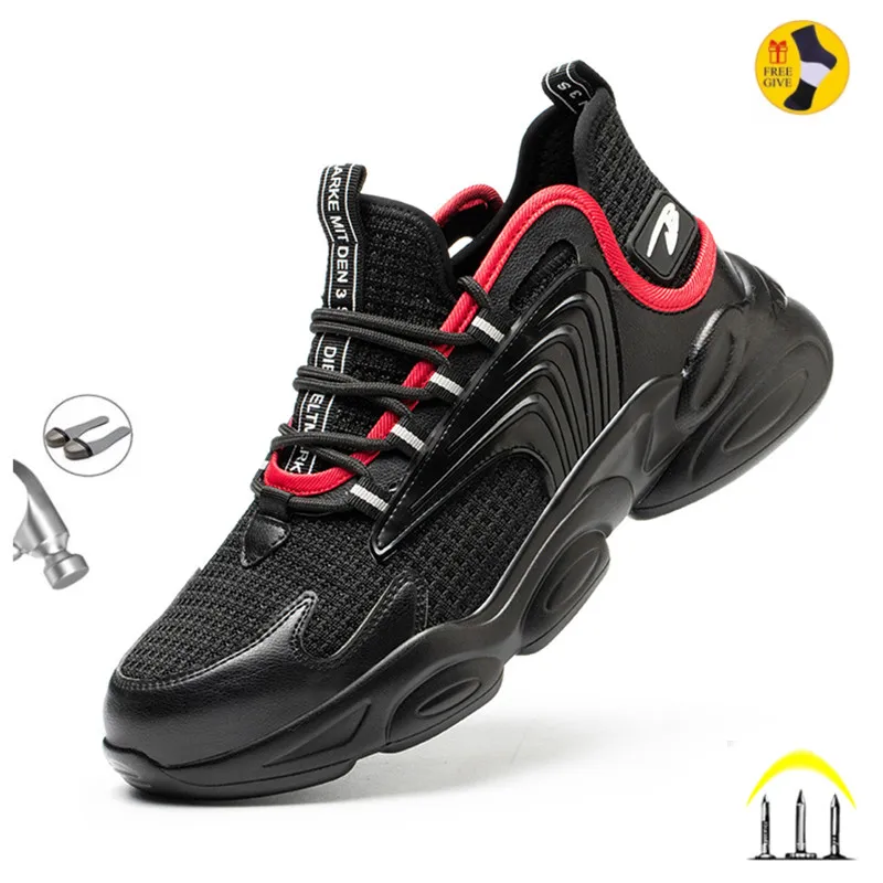

Lightweight Breathable Men Safety Shoes Steel Toe Work Shoes For Men Anti-smashing Construction Sneaker With Reflective
