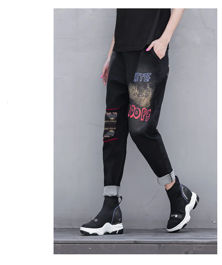 Max LuLu Роскошные корейские винтажные женские штаны-шаровары женские черные рваные джинсы с эффектом пуш-ап женские джинсовые брюки размера плюс Pantolon