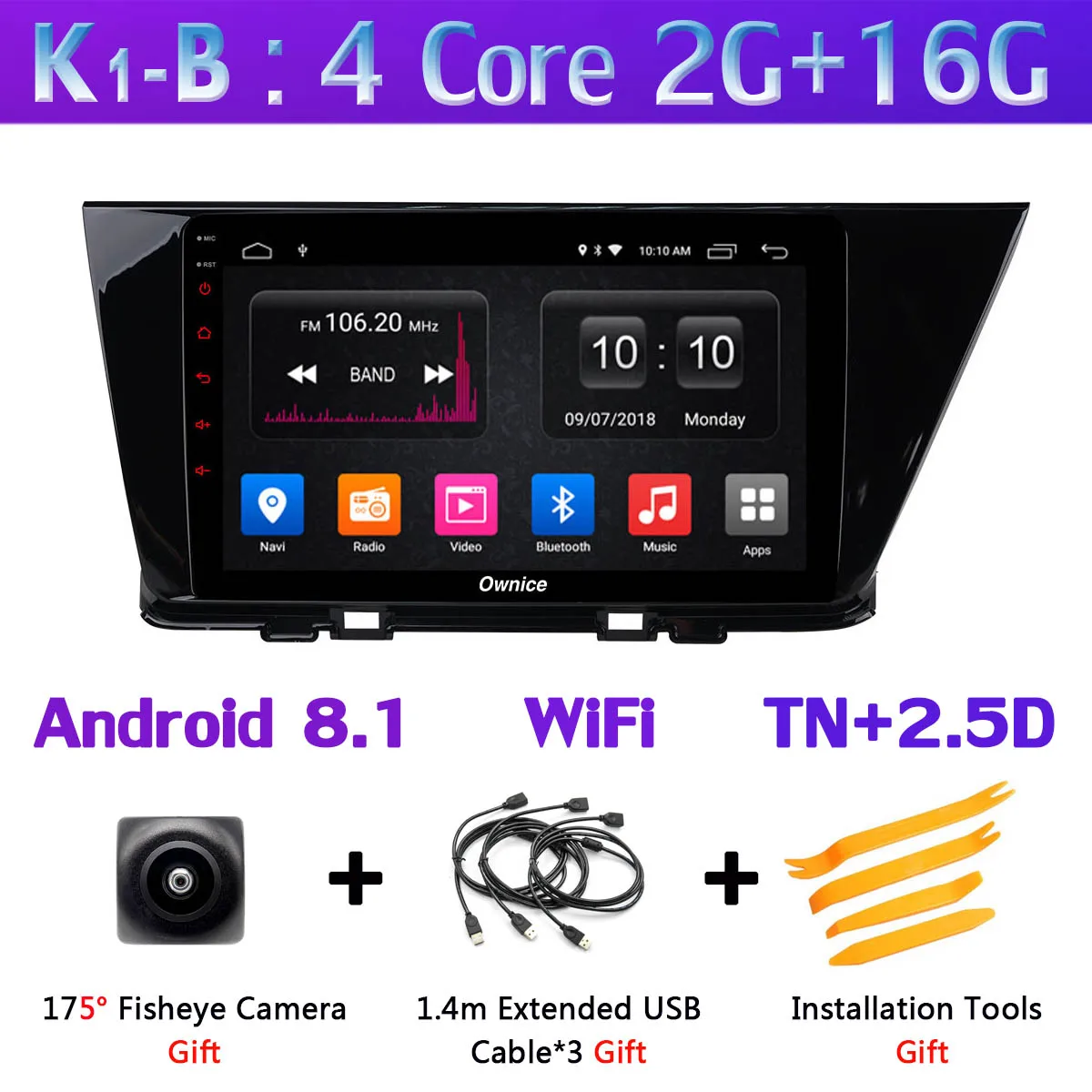 K1-B Панорамная камера 360 ° 4 × камера 4G LTE Android 9,0 8 ядер 4G+ 64G SPDIF DSP CarPlay Автомобильный gps радио плеер для Kia Niro - Цвет: K1-B