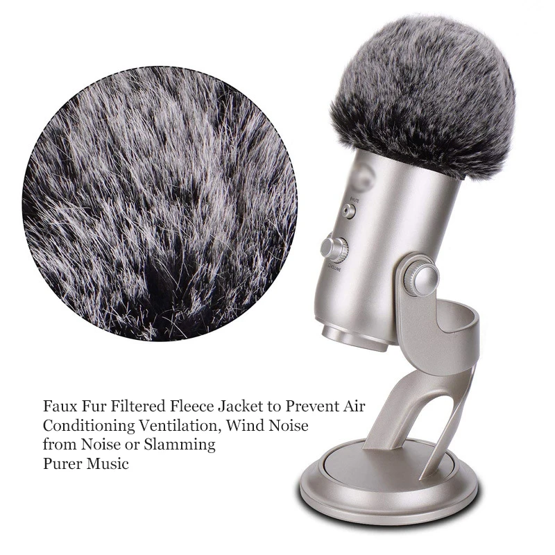 

Comfortable fur microphone, wind protection, blue, for Yeti Pro
