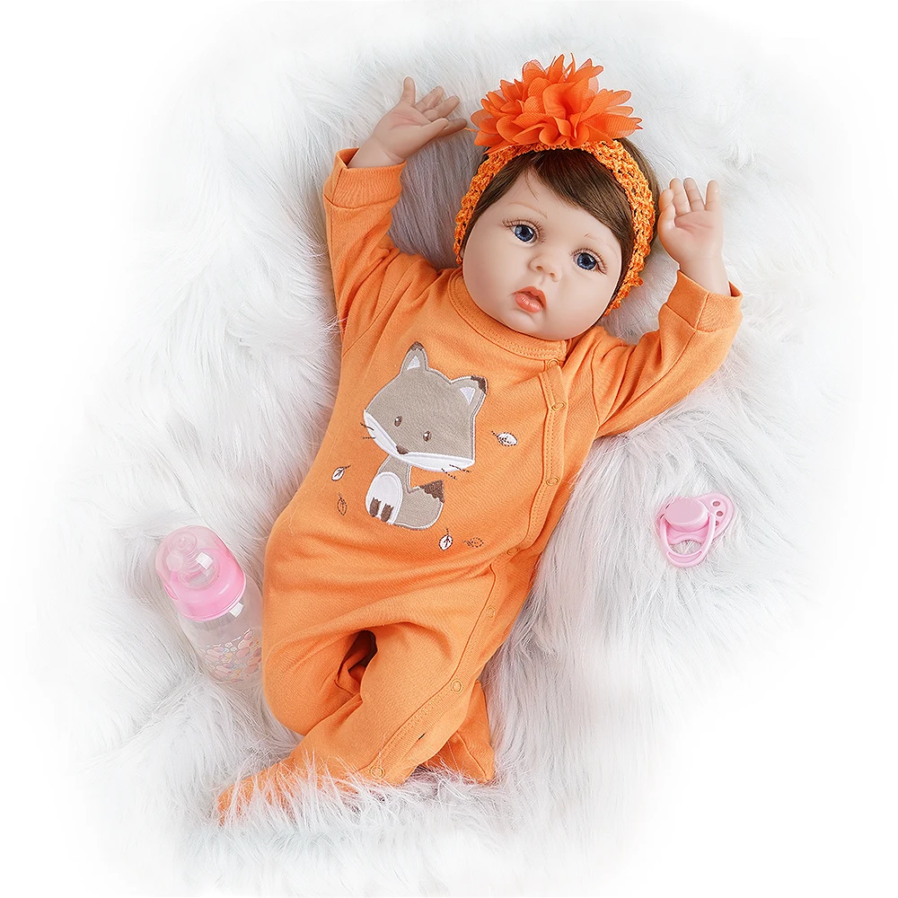 55 см Reborn Baby Doll девушка силикон винил новорожденный оранжевый наряд | Игрушки и