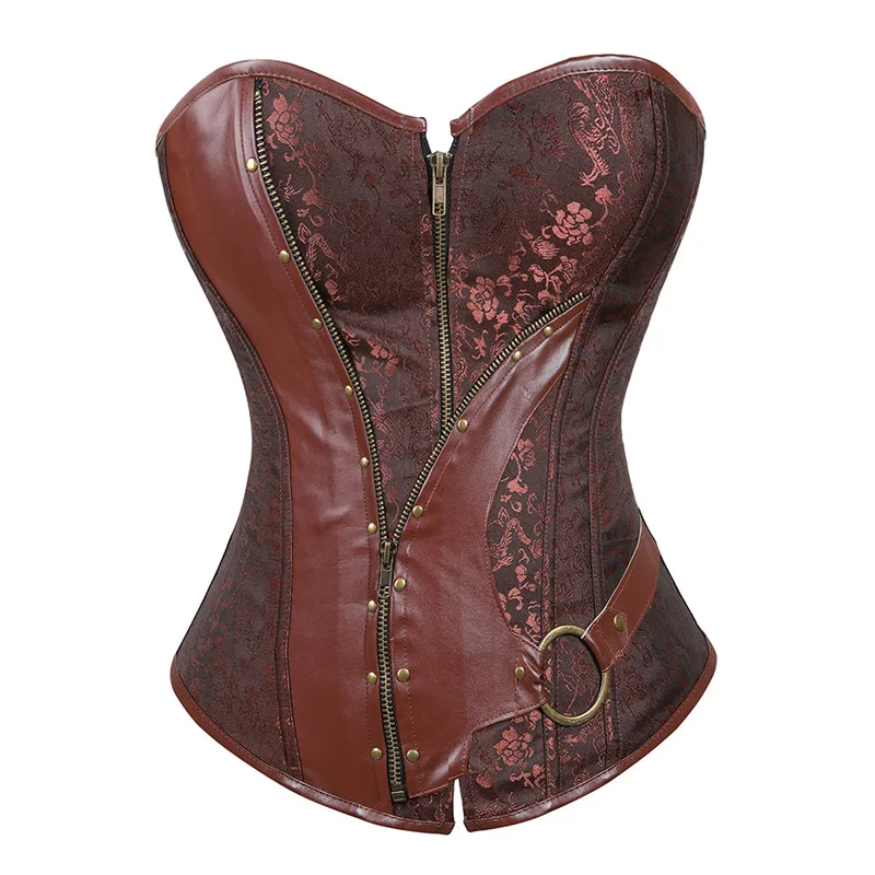 

Corset Leather Waist Control Sexy Corsets and Bustiers Top Overbust Gothic Punk Burlesque Corselet Plus Size Korsett