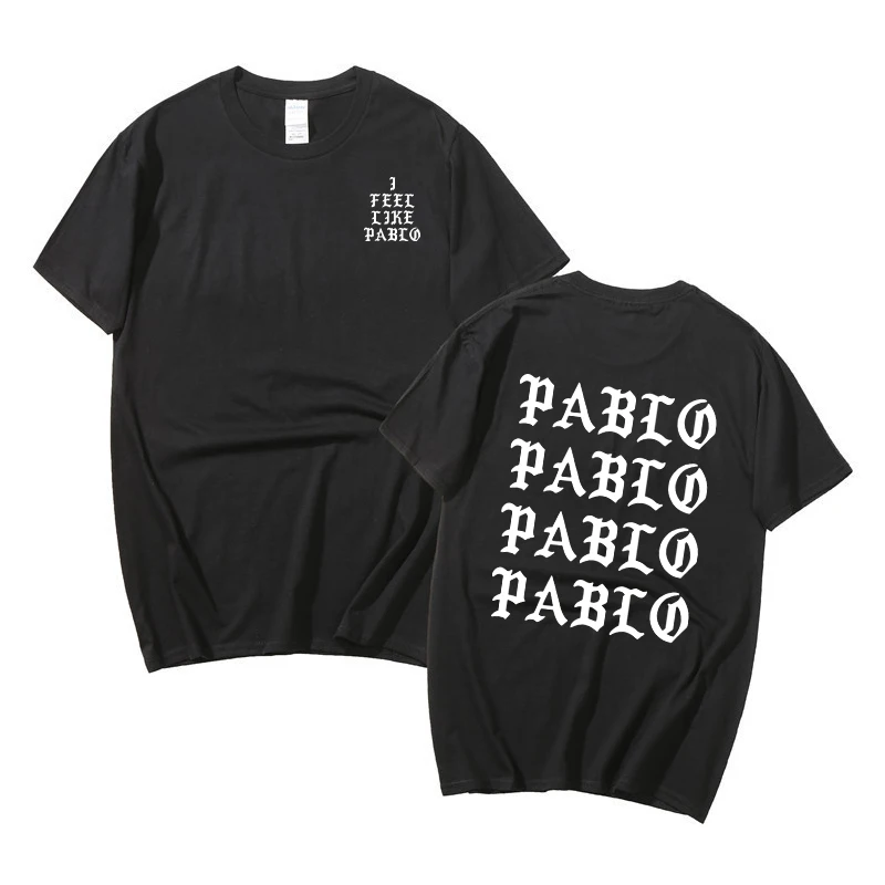 Kanye West Pablo T-shirt men's clothing I feel like Paul Two sides print short sleeve Summer T shirt hip hop social club singer