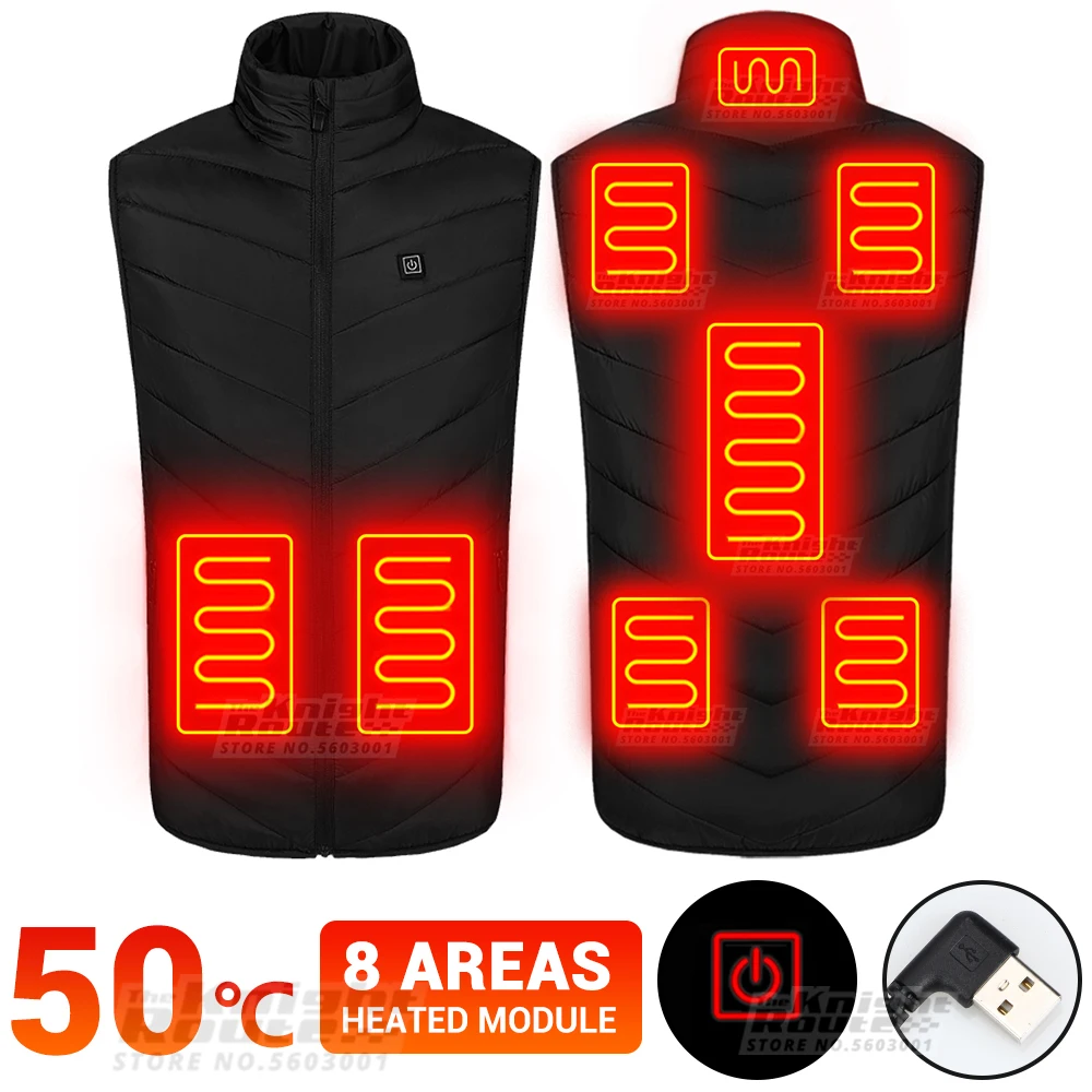 

4 Areas Self Heated Vest Body Warmer Heated Jacket USB Battery Powered Women's Warm Vest Men's Thermal Winter Clothing Coat