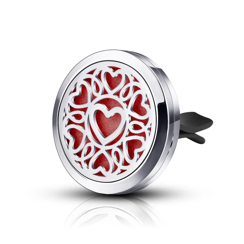 Мелкое сердце узор автомобильный зажим из нержавеющей стали для духов эфирное