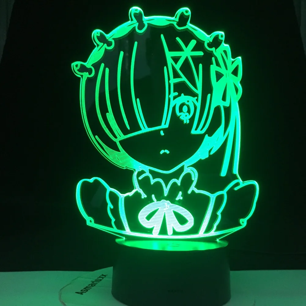 Ночник с аниме Rem Re Zero светодиодный сенсорный светильник меняющий цвета