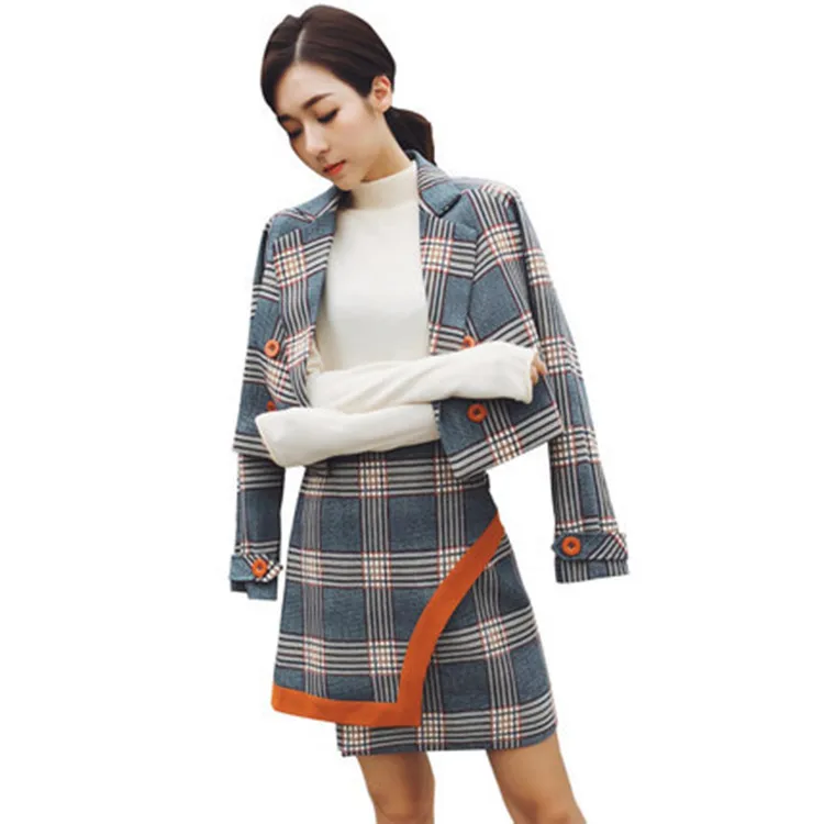 2019 осень новая Корейская версия решетки стиль небольшой ароматный ветер