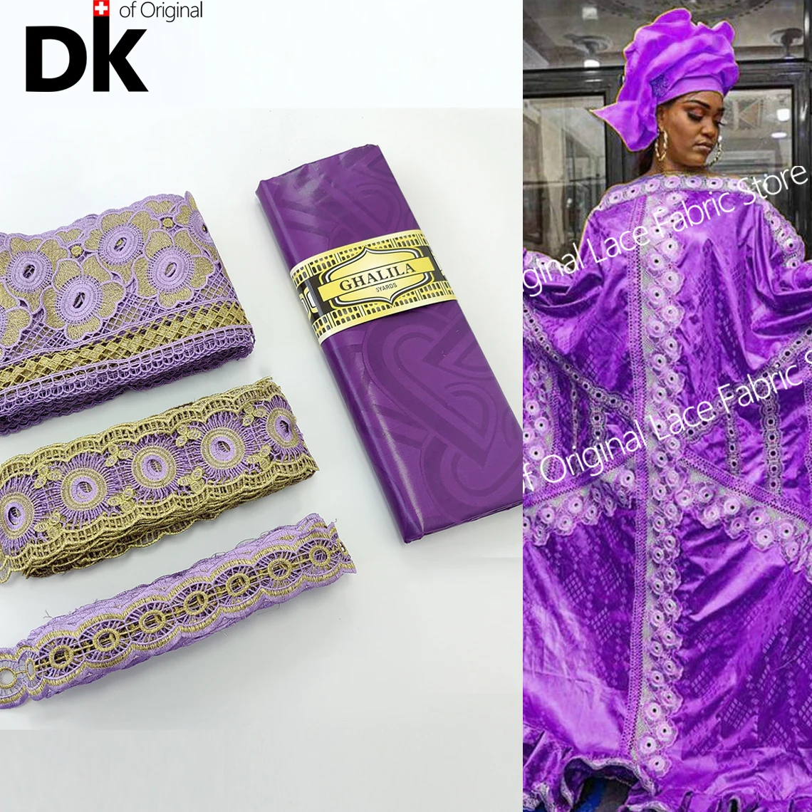 

5+5 Yards 2021 Best Selling Swiss Voile Laces African Bazin Riche With Ribbons For Needlework French Party Dress Material