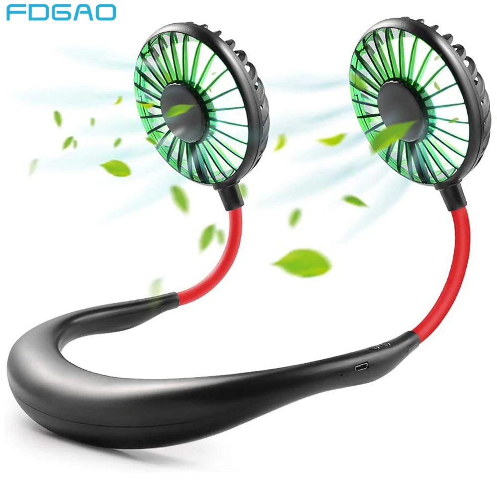 

Вентилятор на шею, мини-USB личные вентиляторы, дизайн наушников, 3 скорости, регулируемая светодиодная Светильник ка для путешествий, улицы, ...