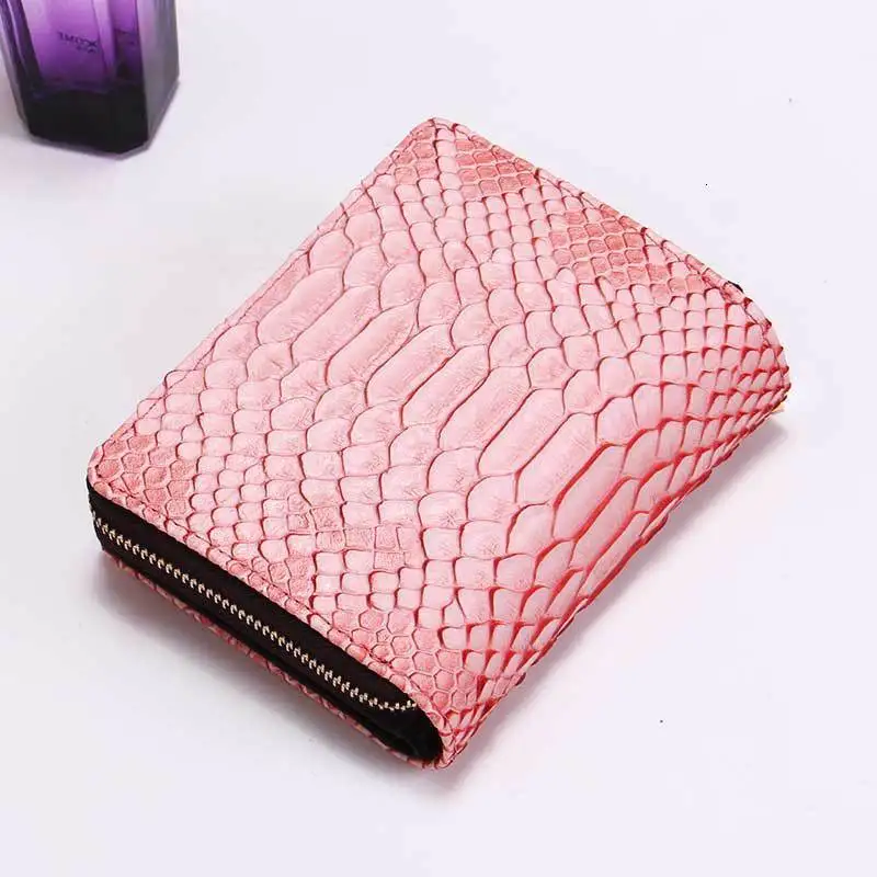 Короткий кошелек из натуральной кожи для женщин Дамский бумажник на молнии с