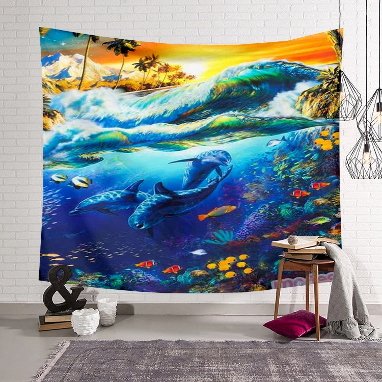 

Cute dolphin colorful animal Tapestry 3D Printing Tapestrying Rectangular Home Decor Wall Hanging 01