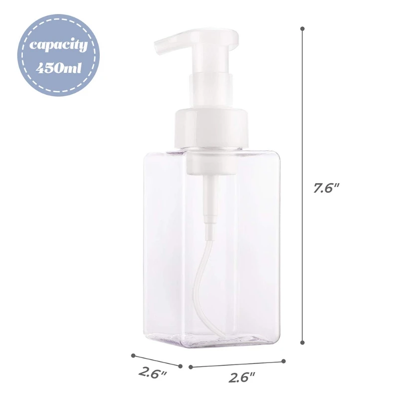 

11UF 4pcs Foaming Hand Soap Pump Bottle 450ml Clear Refillable Container for Lotion Shampoo Conditioner Empty Soap Dispenser