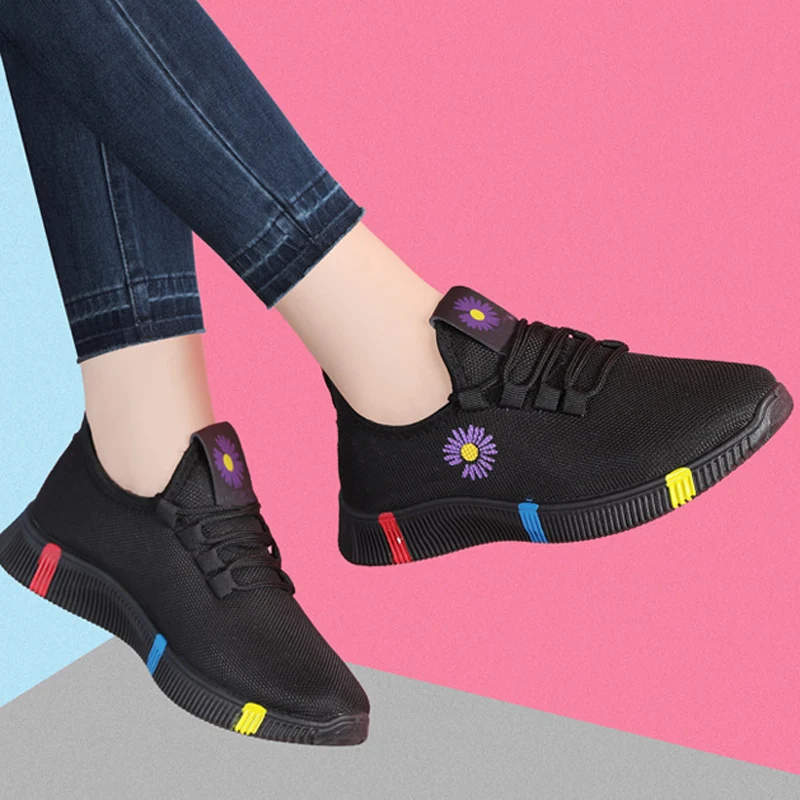 Online Sepatu Kasual Wanita Kulit Bersirkulasi Antiselip Sepatu Olahraga Luar Ruangan Pria Ringan Berenda Flat Sepatu Rendah Pas