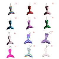 3pcs mermaid tail kids keychain sequins keyring decor pendants for women bags