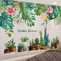 shijuekongjian tree leaves wall stickers diy potted plant wall decals for living room bedroom nursery kitchen house decoration