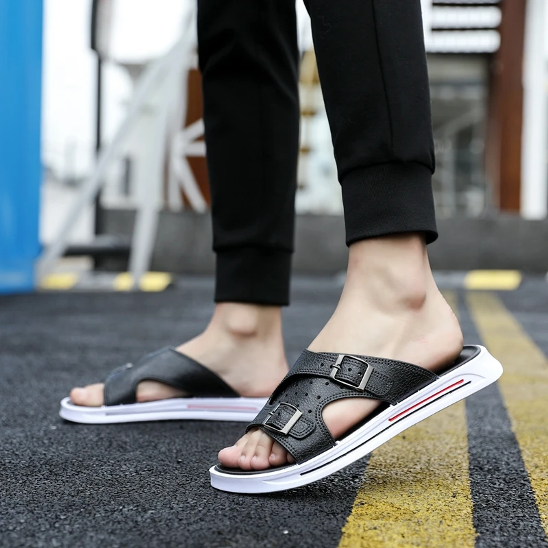 Тапочки для мужчин повседневная обувь черные босоножки Нескользящие тапочки