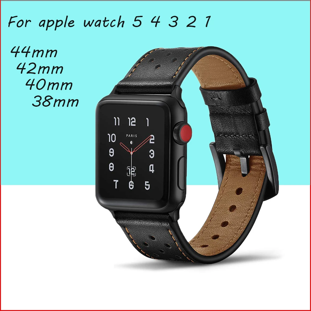 Кожаный ремешок для apple watch 5 4 3 2 1 44 мм 40 iWatch 42 38 первый слой кожаный браслет