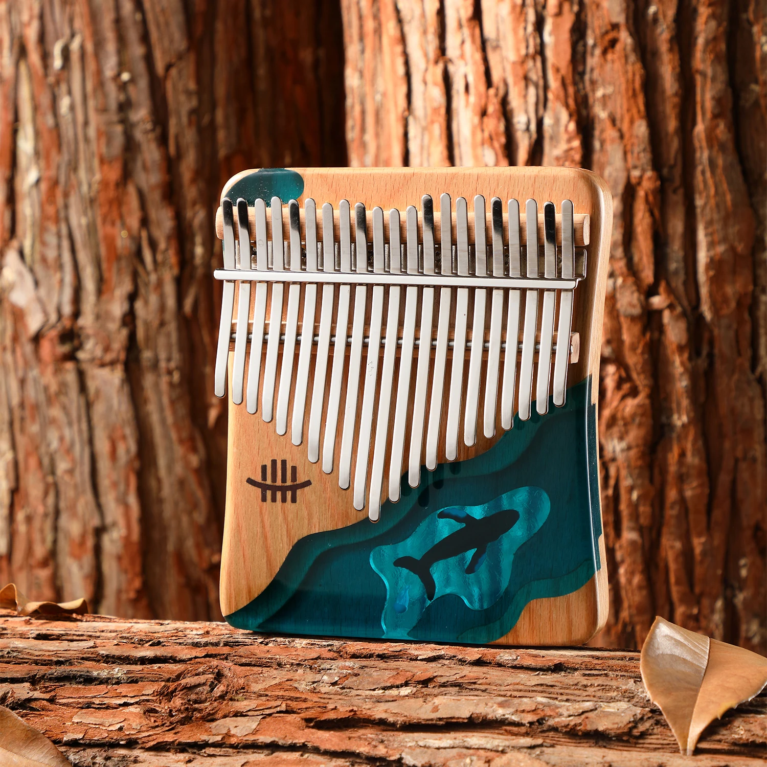 

Hluru Kalimba 21 Key Thumb Piano Beech Wood Finger Piano Musical Instrument Blue Ocean Whale Pattern for Kids Adults Beginners