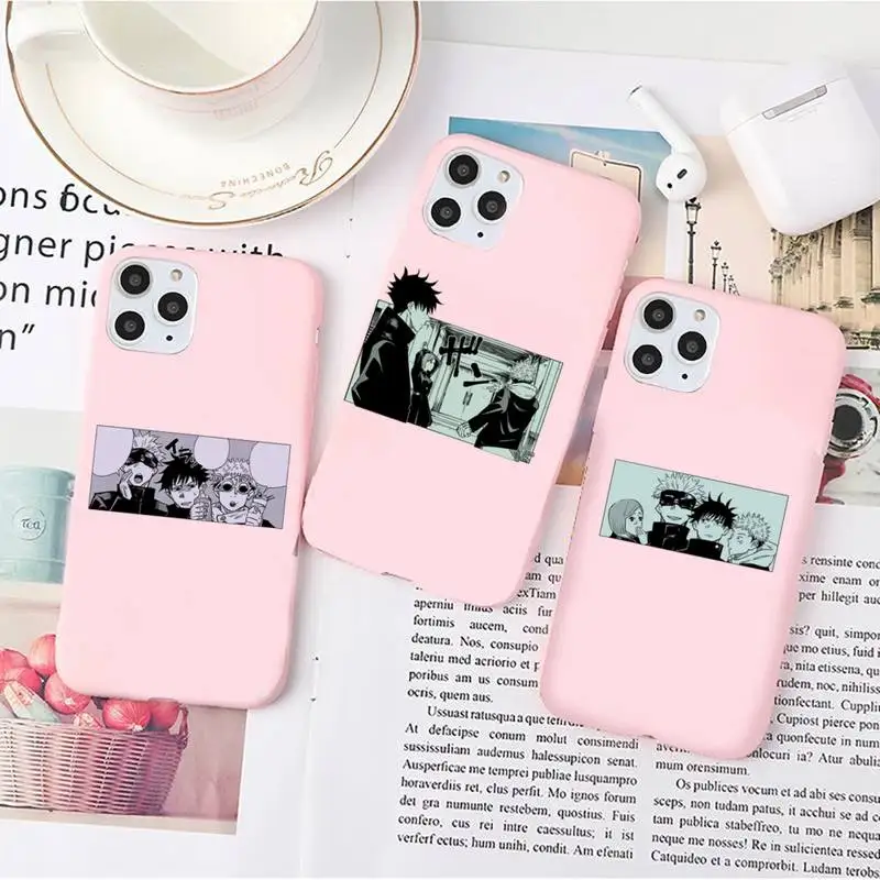 

Jujutsu Kaisen Satoru Gojo anime Phone Case Candy Color for iPhone 6 7 8 11 12 s mini pro X XS XR MAX Plus
