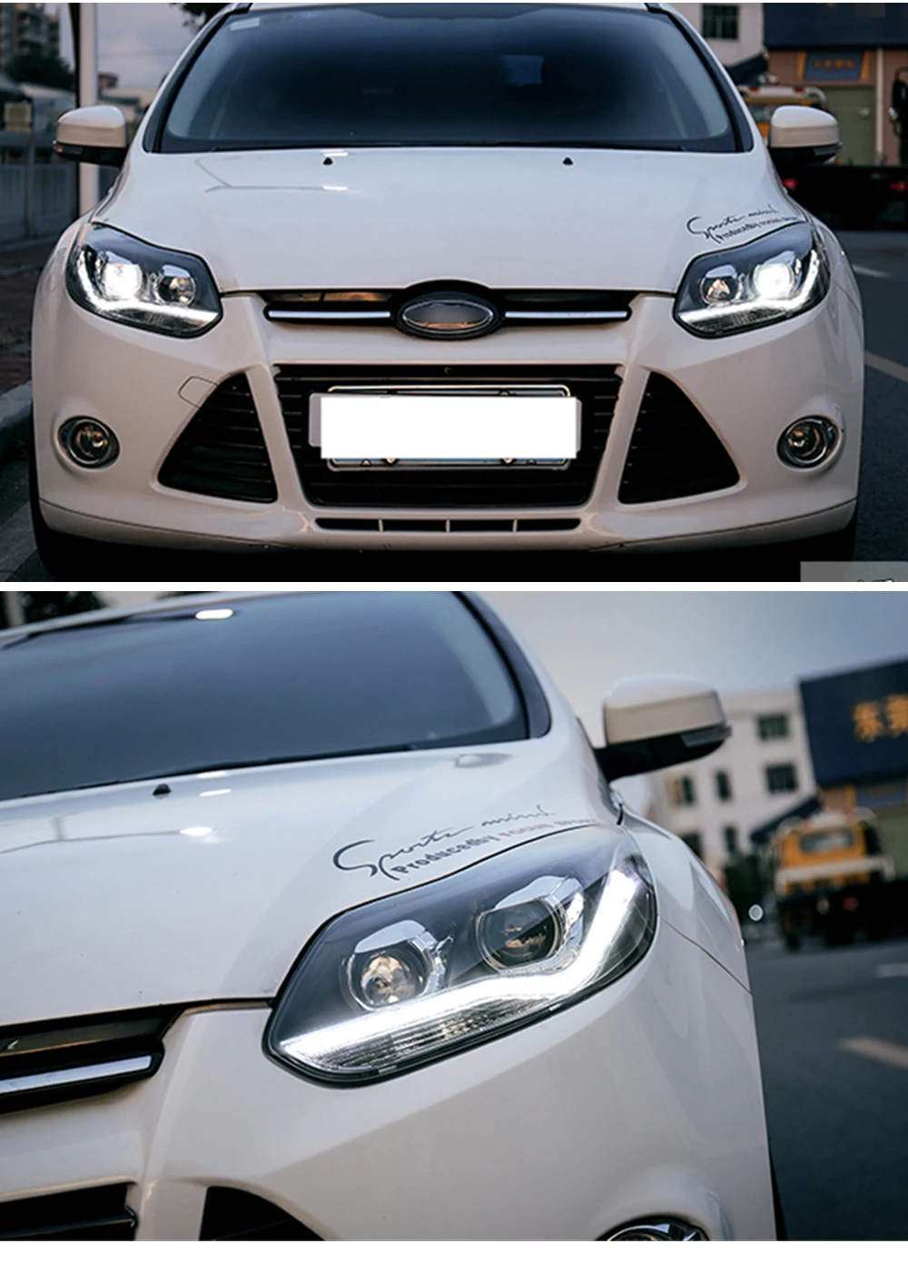 2 шт. светодиодный головной фонарь для Ford Focus 3 фары 2012 2013 Европа светодиодный направляющий свет drl H7 hid Биксеноновые двойные линзы ближнего света