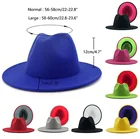 Шляпа-федора унисекс с широкими полями, шерстяная Панама с ремнем, чёрная, красная, джазовая, для мужчин и женщин