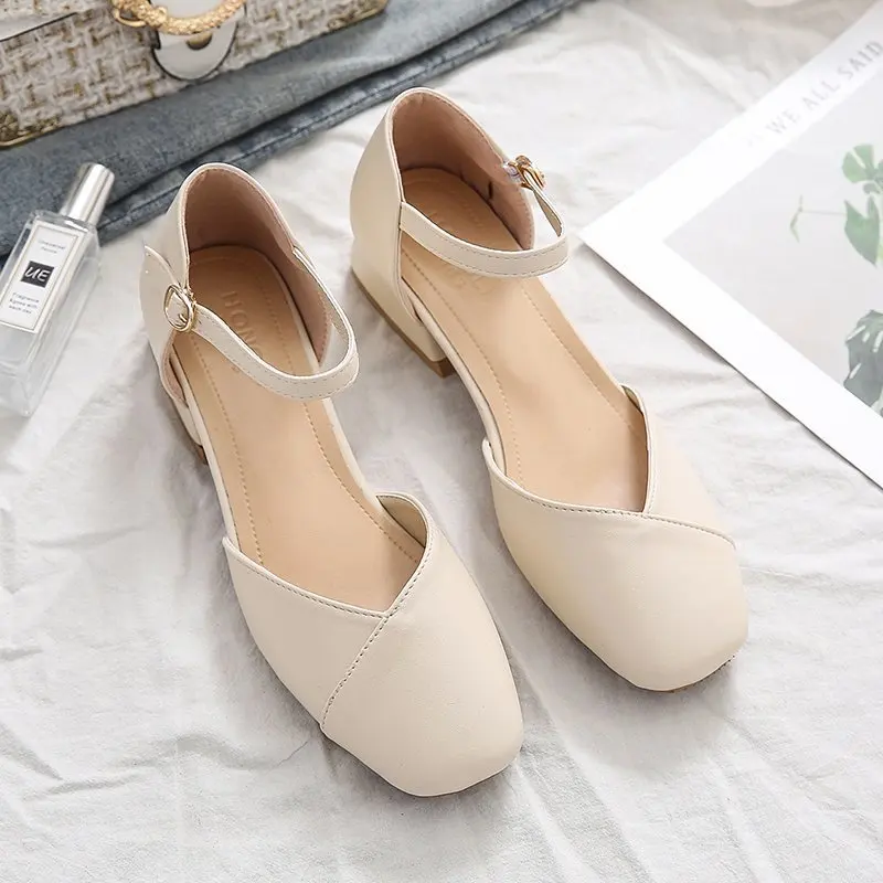 

Flat Sandal Shoe All-Match Summer Heels 2021 Women's Suit Female Beige Without Fashion Comfort Girls New Black Clear Low Solid B