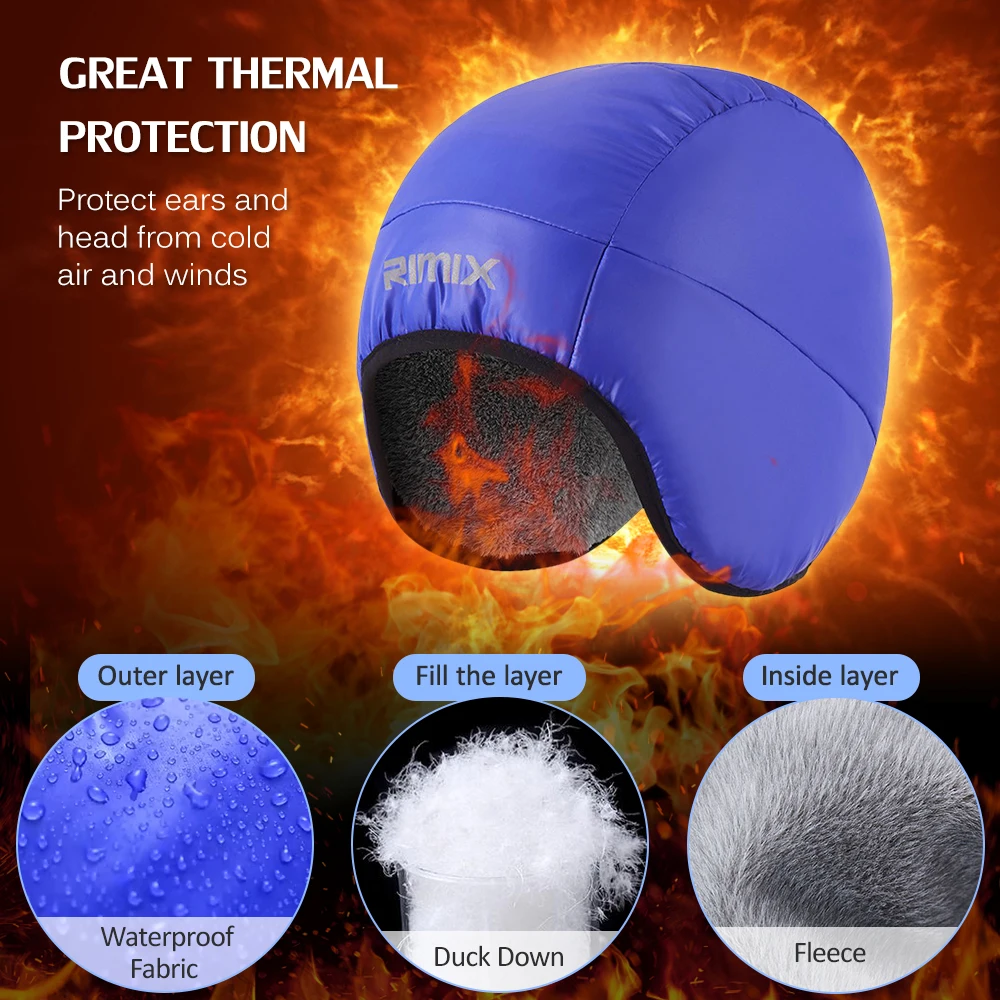 Зимняя ветрозащитная шапка на утином пуху зимняя теплая с защитой ушей для